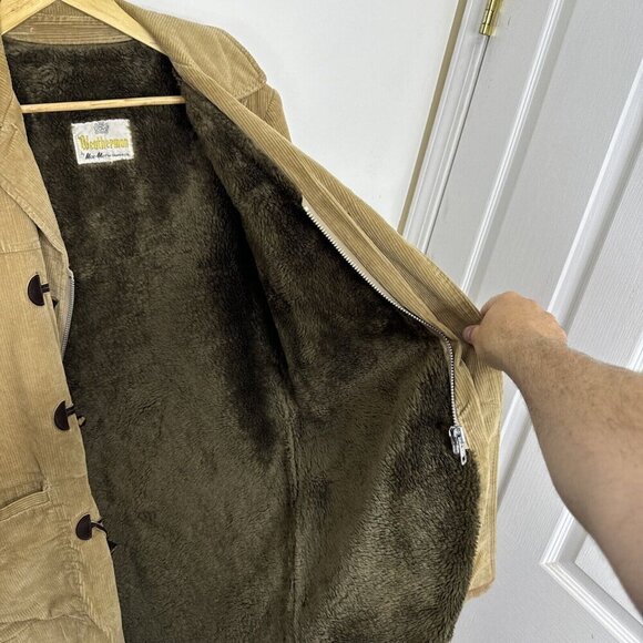Vintage Mac Mor Weatherman Men 42 M Duffle Corduroy Coat 80s Sherpa Lined Toggle - Picture 8 of 9